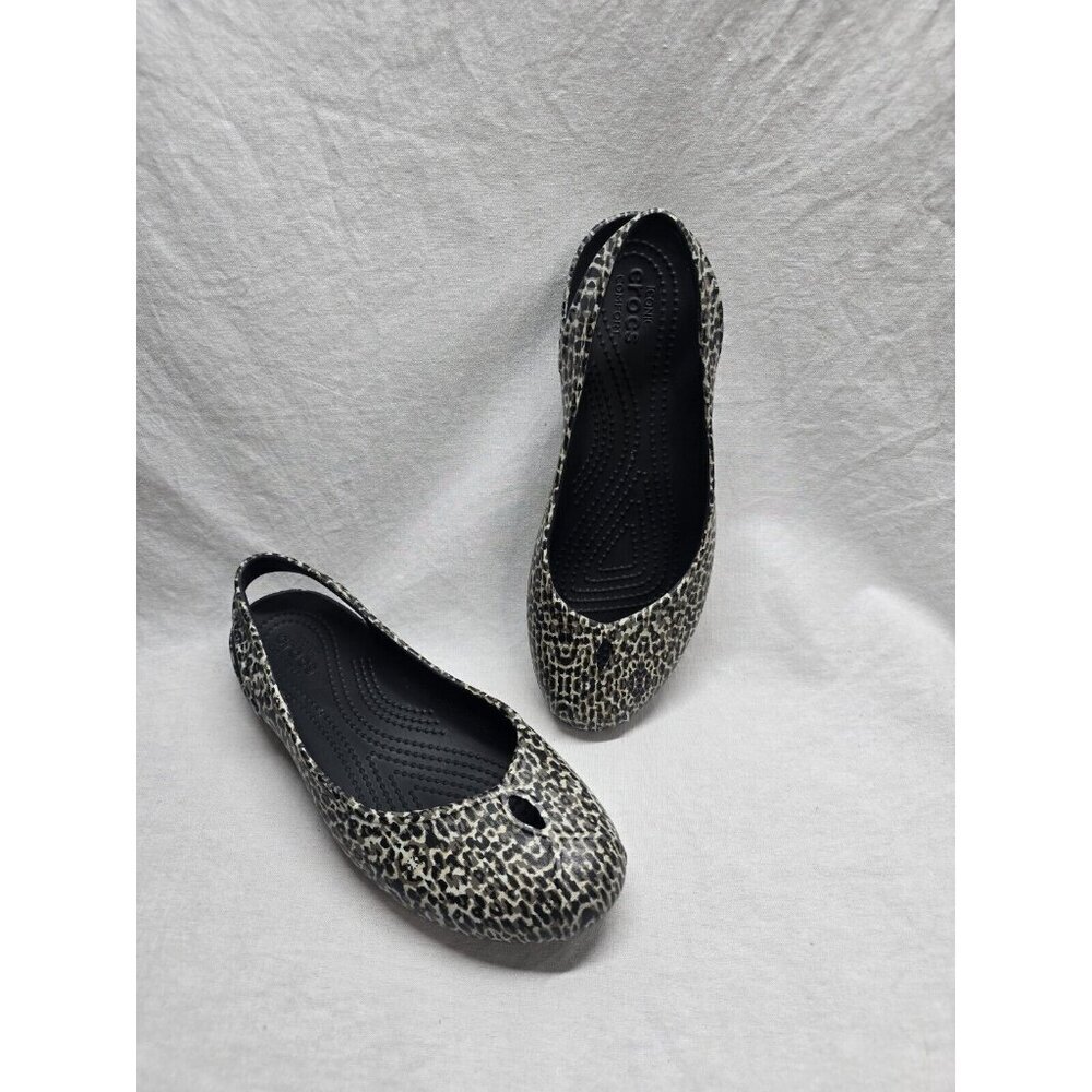 Crocs Olivia II Flat Slingback Casual Shoes Leopard Women's US Size 7